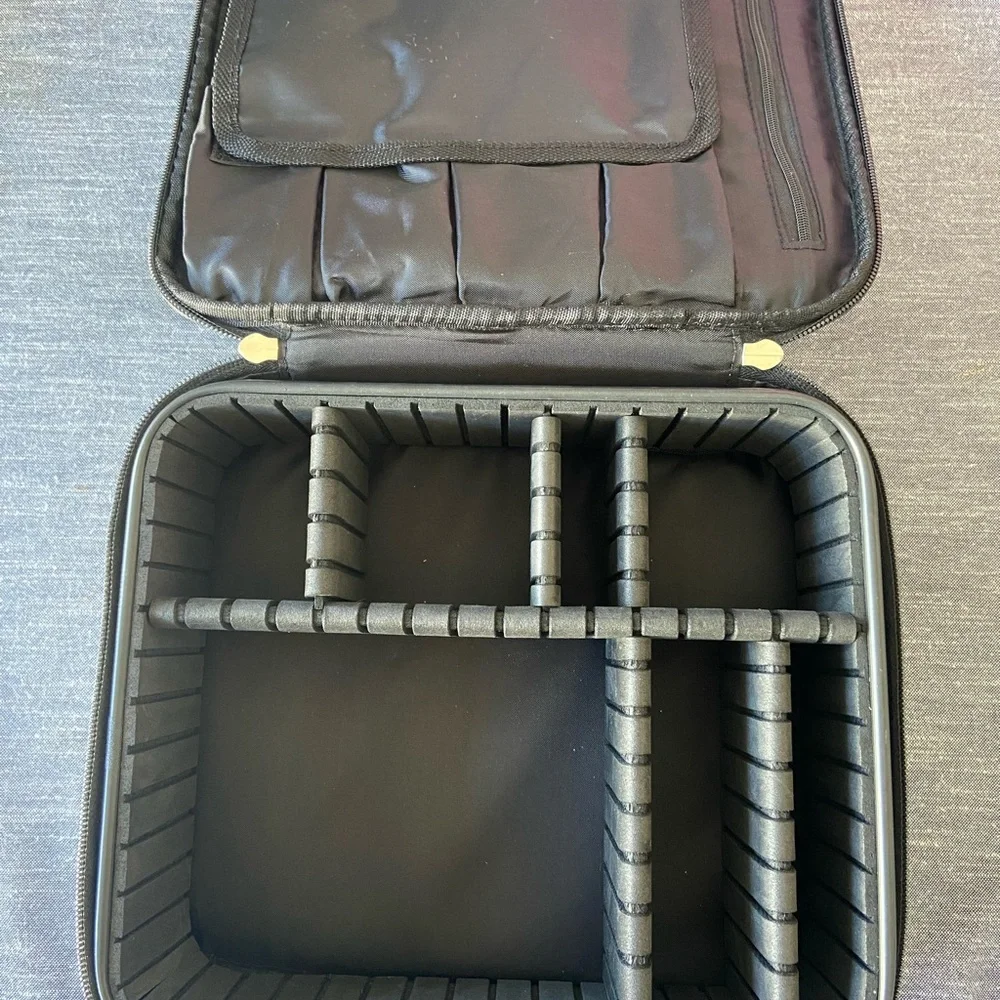 Striped Gray and White Travel Case